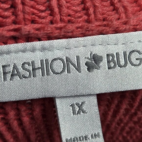 Fashion Bug Persimmon Red 3 Button 100% Cotton Long Sleeve Cardigan Plus Size 1X - Picture 5 of 8